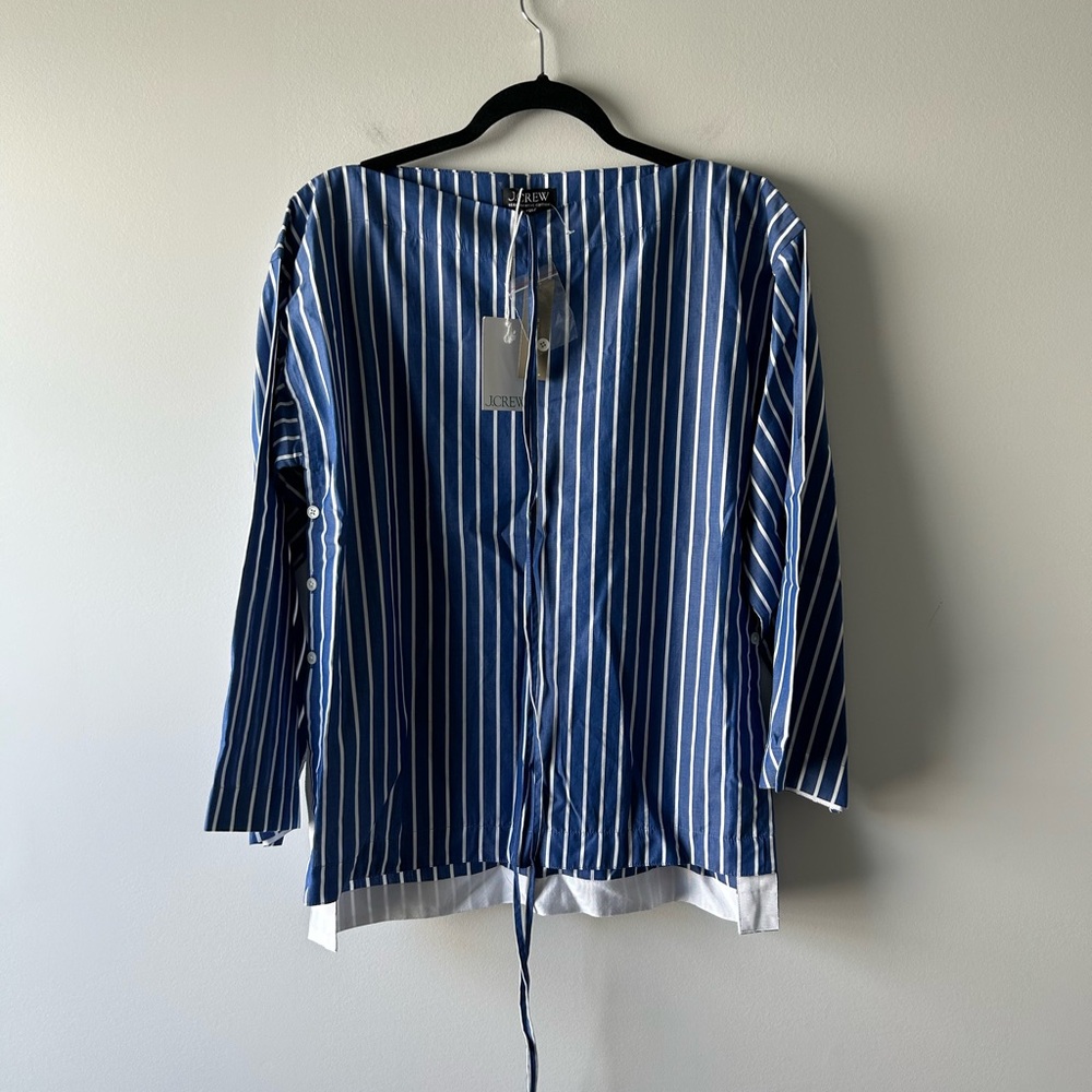 J. Crew blue and white striped long sleeve tunic top